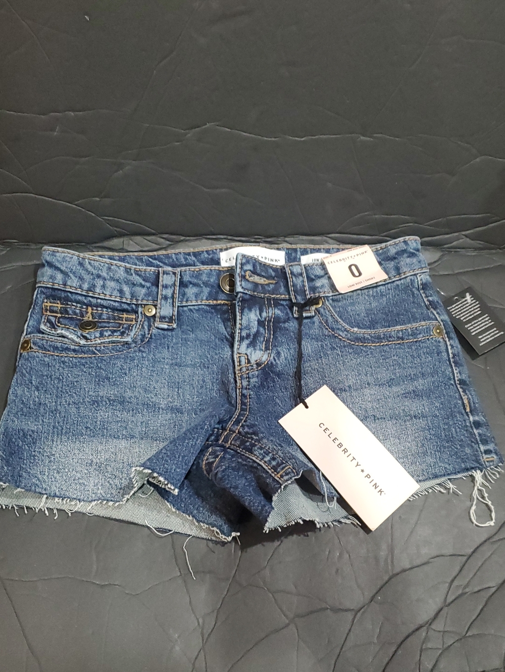Micro mini low rise cut off medium wash denim jeans hot shorts size 0 brand new